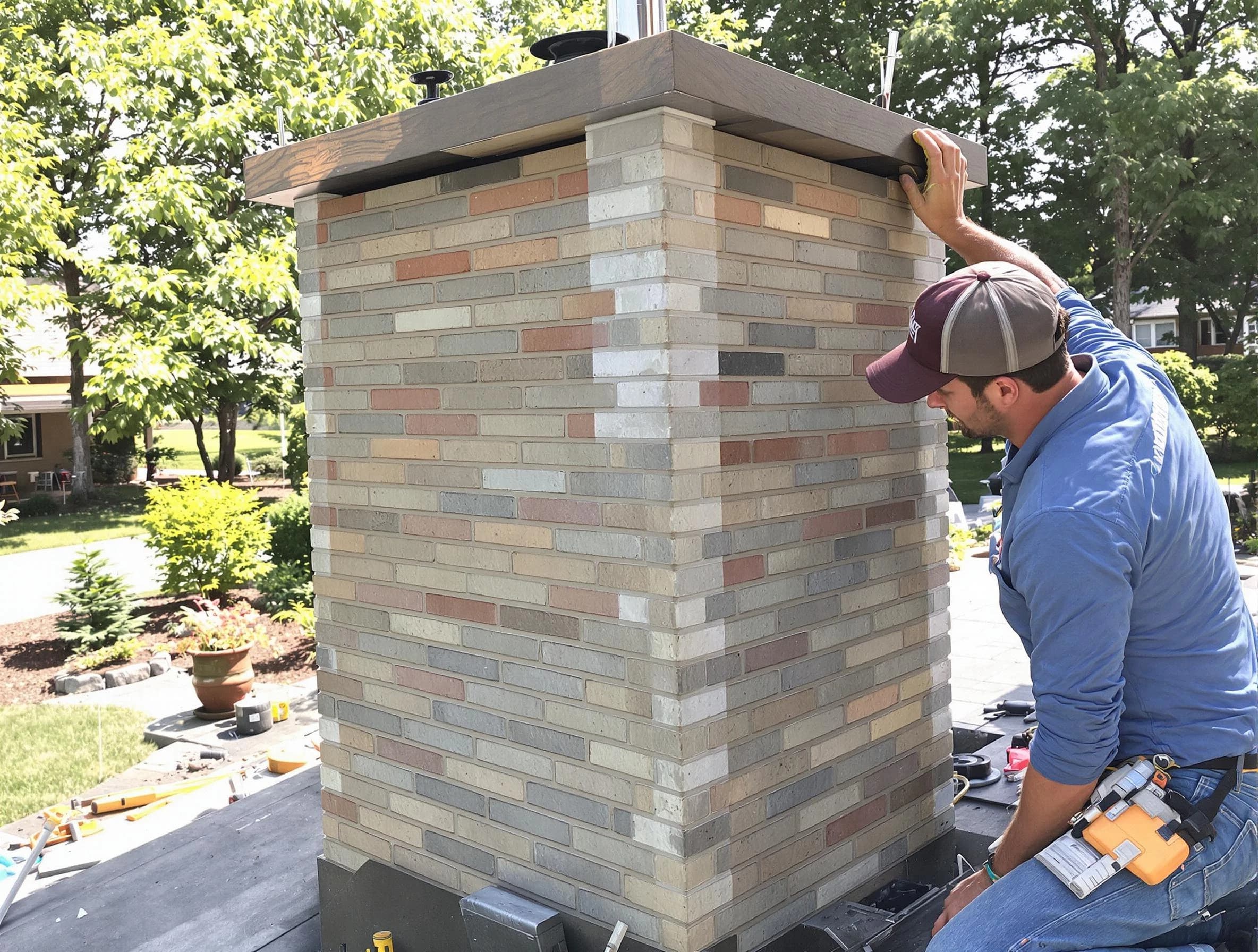 Medford Chimney Sweep completing a modern chimney remodel in Medford, MA