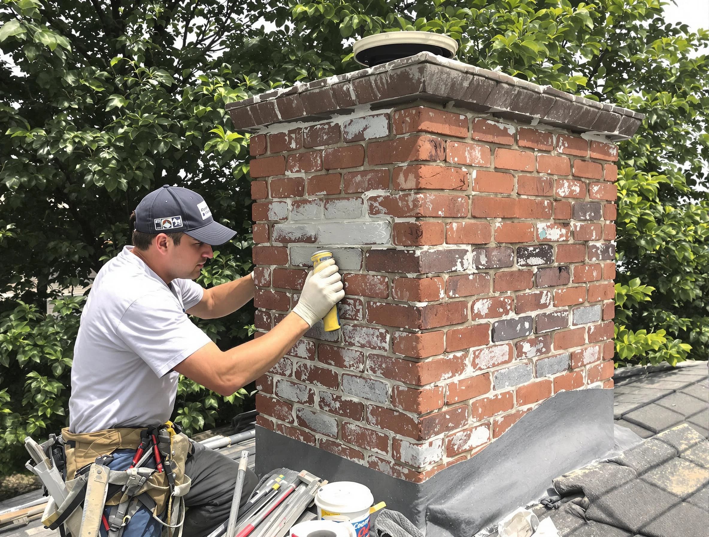 Medford Chimney Sweep restoring an aging chimney in Medford, MA