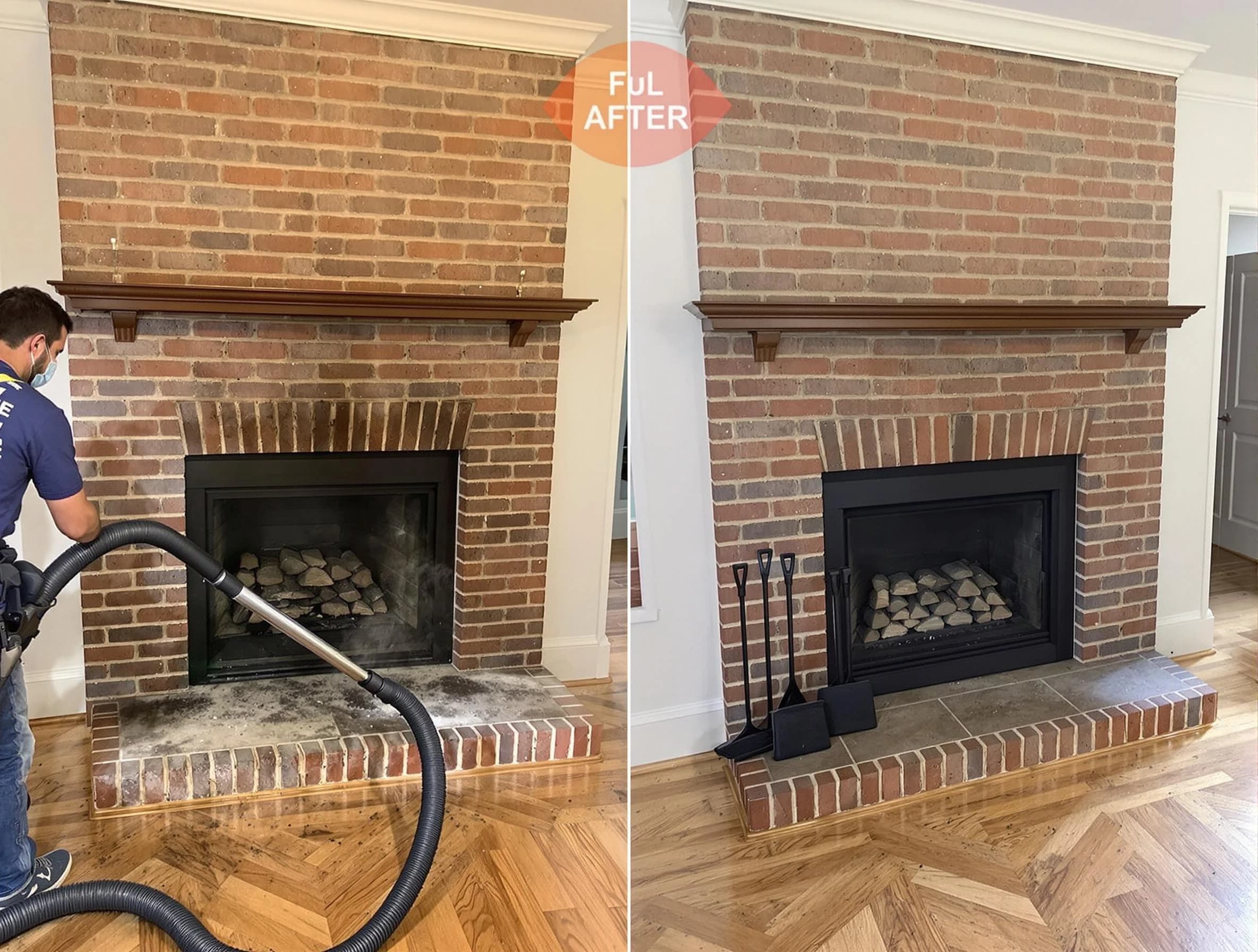 Medford Chimney Sweep carefully sanitizing a fireplace in Medford, MA