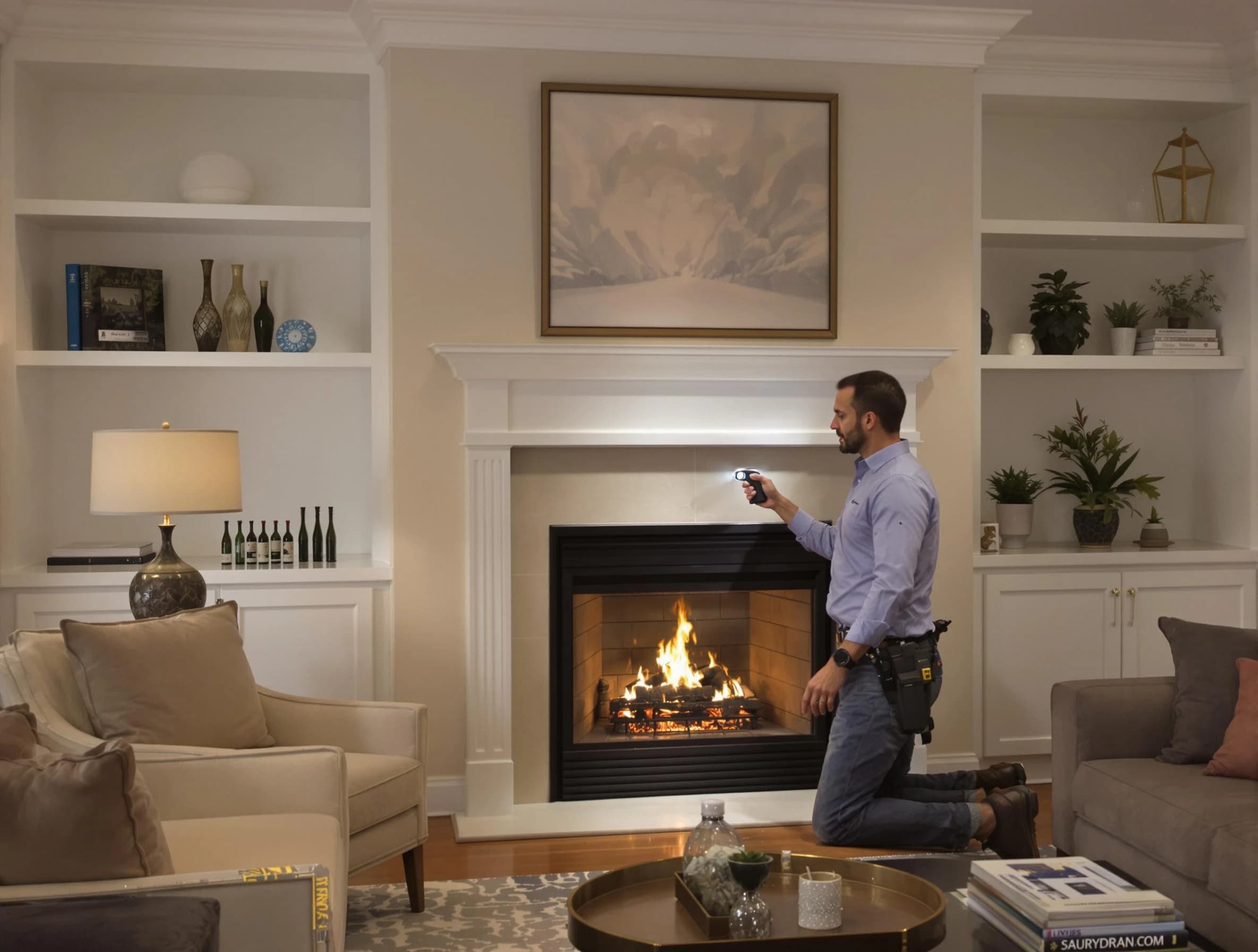 Medford Chimney Sweep conducting a fireplace safety inspection in Medford, MA