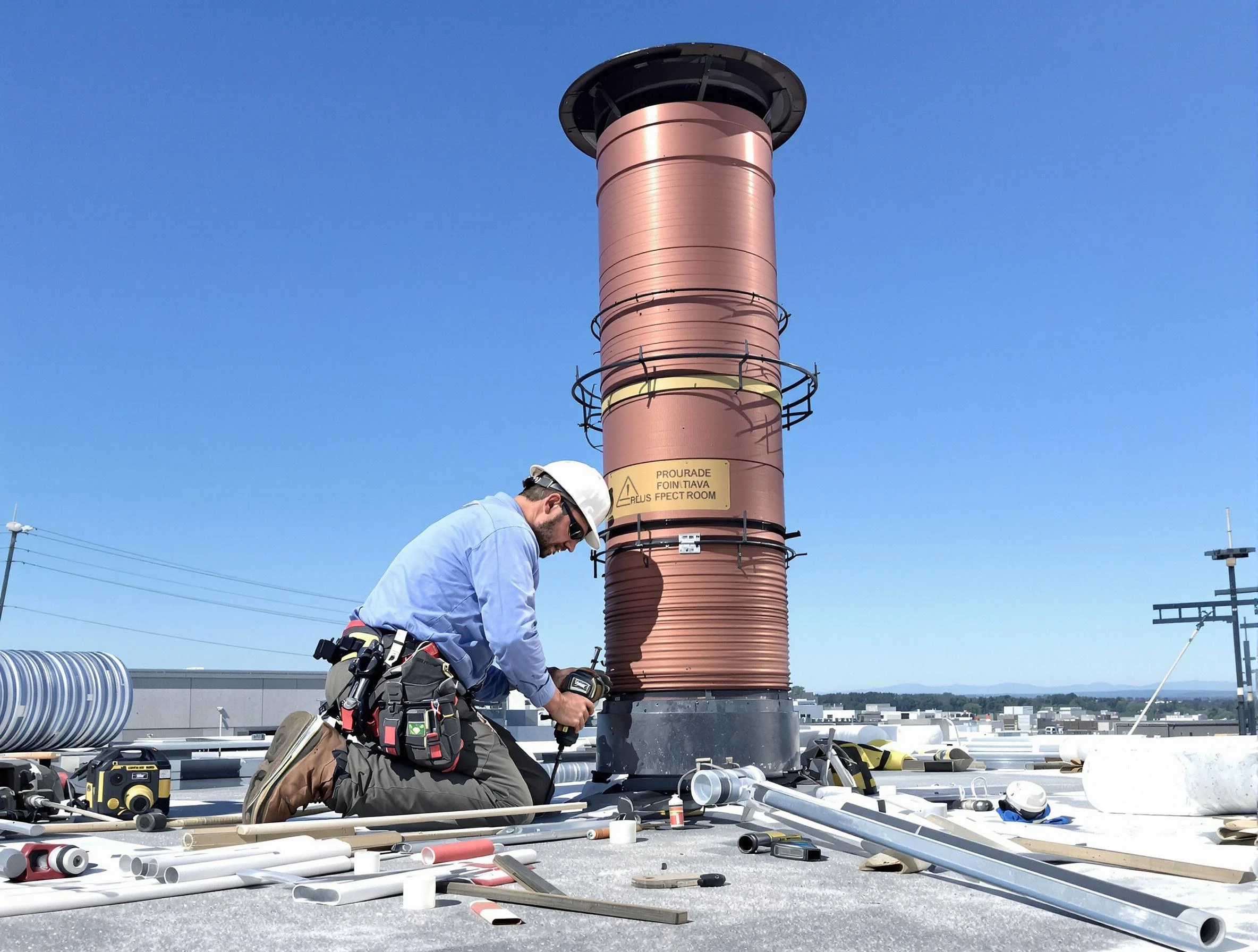 Installed chimney liner by Medford Chimney Sweep in Medford, MA
