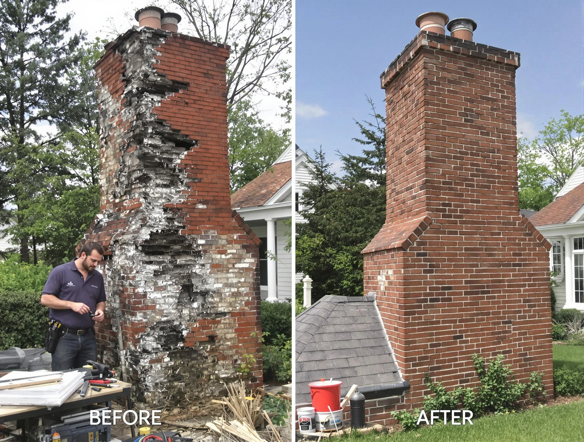Medford Chimney Sweep performing a full chimney restoration in Medford, MA