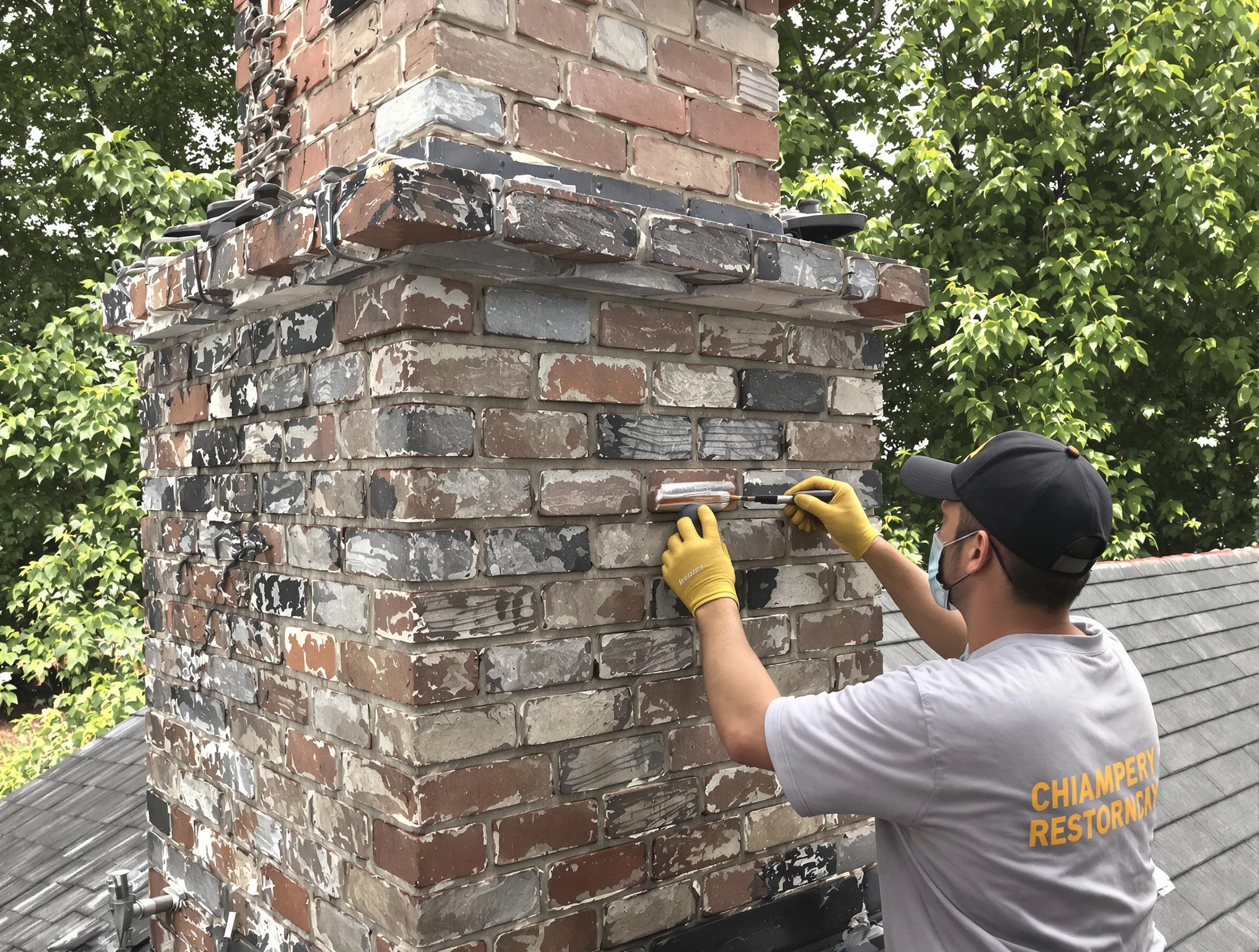 In-progress chimney restoration by Medford Chimney Sweep in Medford, MA
