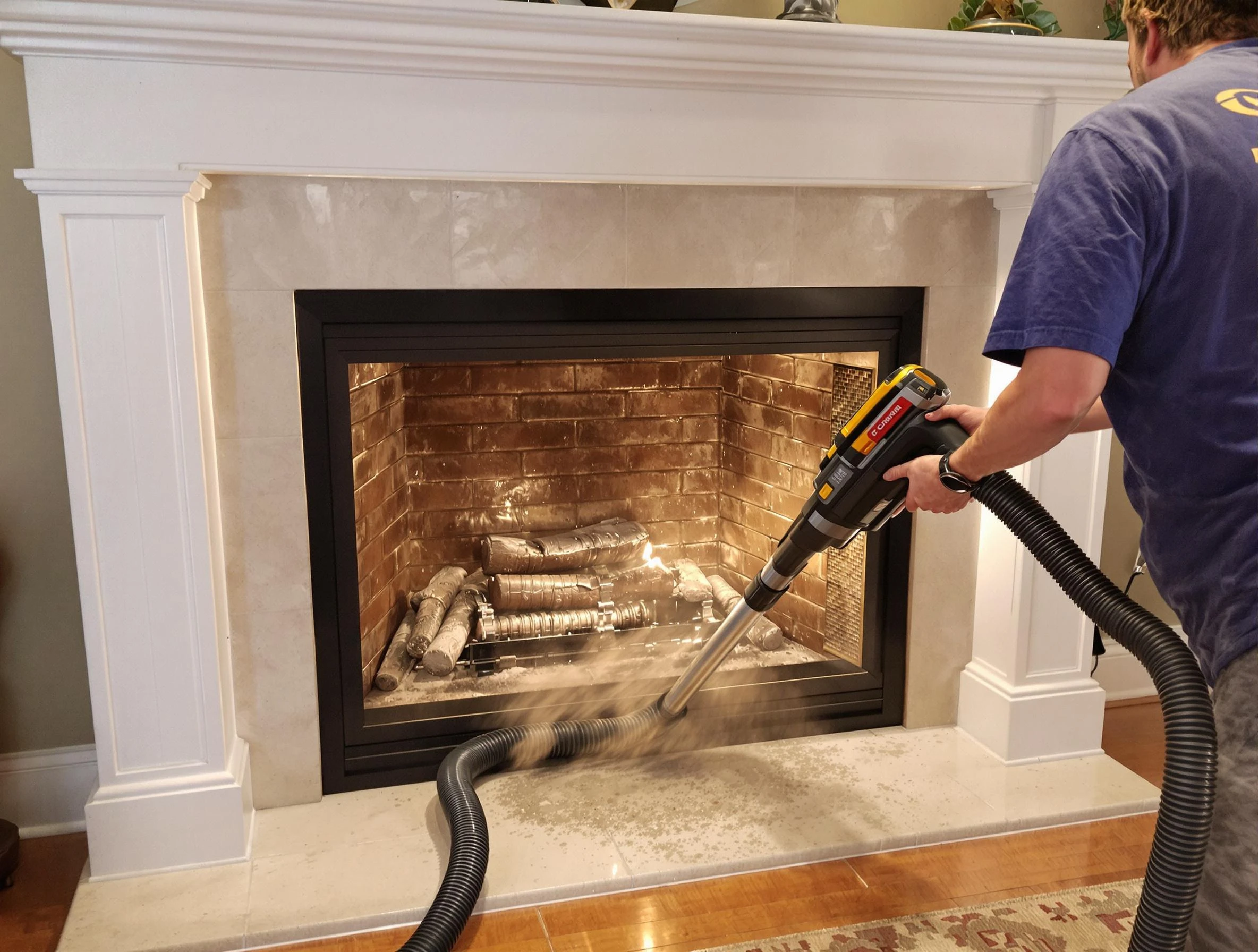 Fireplace cleaning performed by Medford Chimney Sweep in Medford, MA