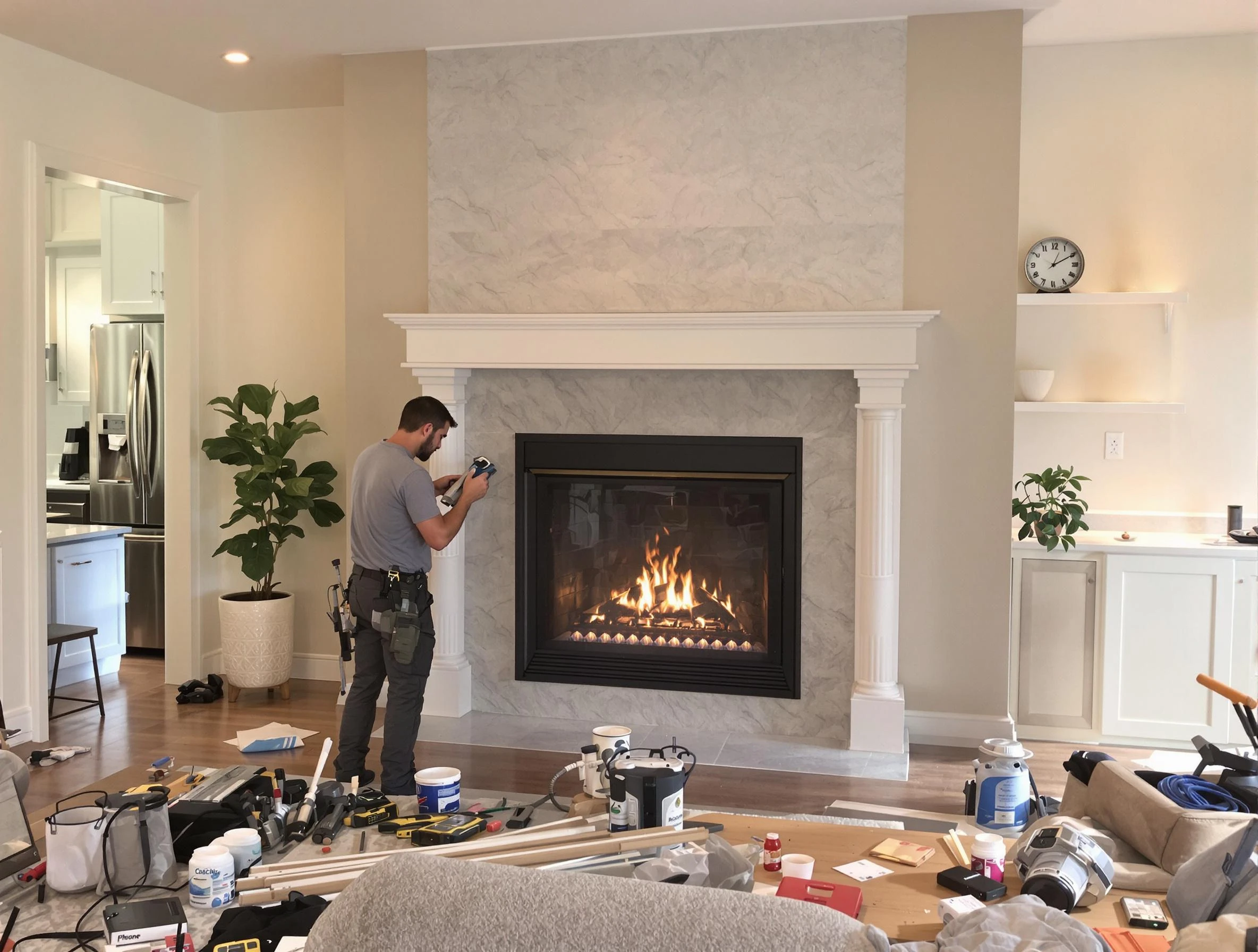 Newly installed fireplace by Medford Chimney Sweep in Medford, MA