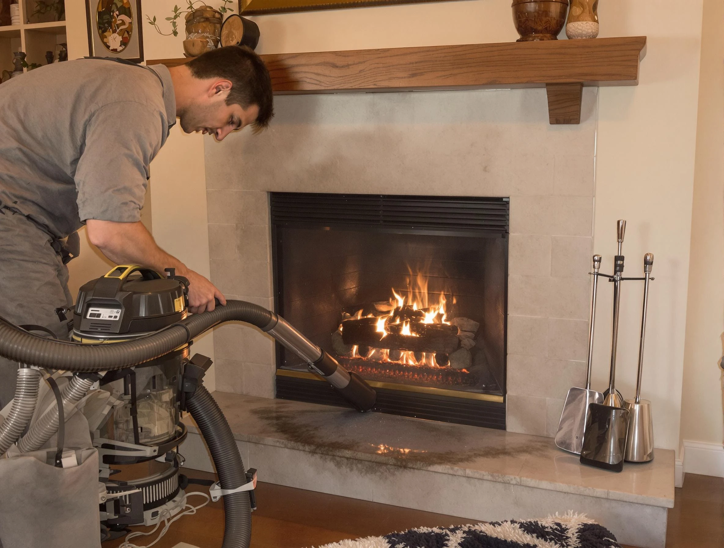 Routine fireplace upkeep by Medford Chimney Sweep in Medford, MA