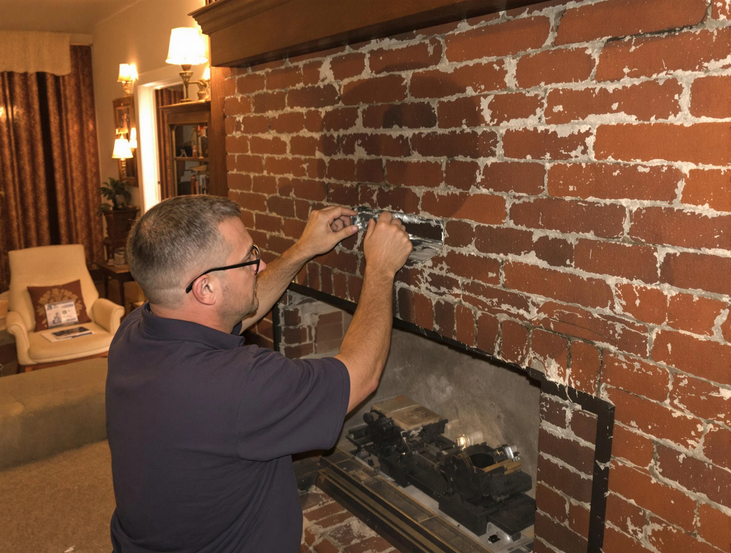 Medford Chimney Sweep expert fixing a fireplace in Medford, MA